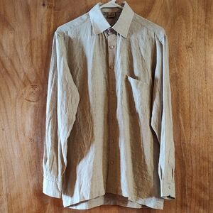 The Cottage India Men's Linen Shirt Tan S/38 *Like New w/ Flaw, Please Read*
